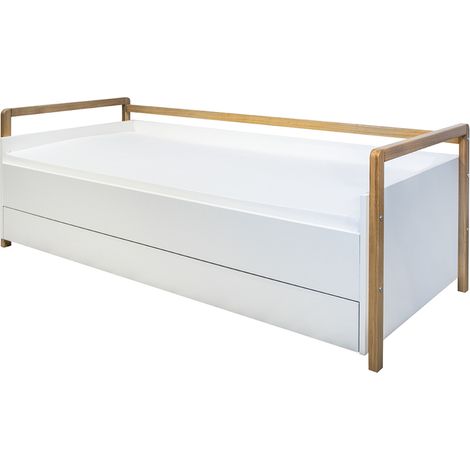Bankbett 80x180 inkl. Lattenrost und Bettschublade Kocot Kids Victor - Weiß und Eiche