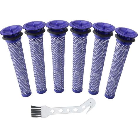 Pre-filtre De Remplacement - Pour Aspirateur Sans Sac Dyson V6 V7 V8 DC58 DC59 - Piece 965661-01 - Lot De 6 + Brosse De Nettoyage