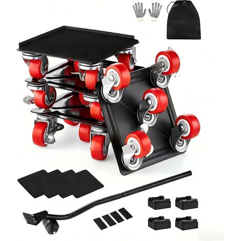 Vevor – Chariot de déménagement 4PCS – Capacité de charge 544 kg – 5 roues pivotantes 360° – Acier carbone – Pour meubles lourds et surfaces inégales