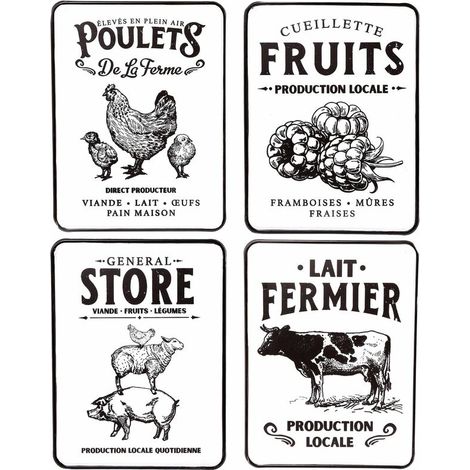 Plaque décorative en métal ferme 41x31 cm (Lot de 4)