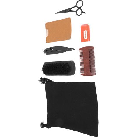 Kit de barbe avec peigne double face en acier inoxydable pour tailler et entretenir sa barbe (idéal pour les hommes et les barbiers). (1/5)
