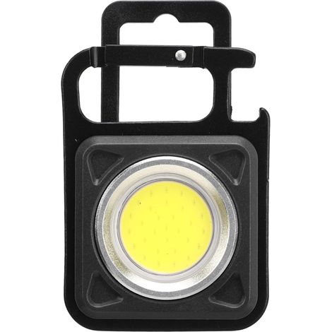 Wiederaufladbare COB-Taschenlampe (Typ C) – Schlüsselanhängergröße – 500 lm – Notbeleuchtung – Schwarz