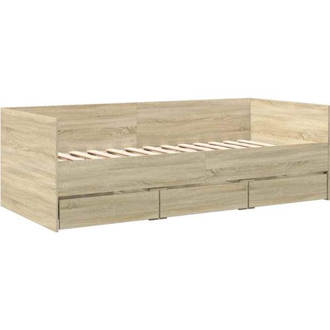 Sofá cama con cajones sin colchón roble Sonoma 90x190 cm vidaXL