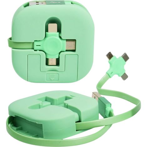 2 Pièces Câble Multi Chargeur Rétractable 3 En 1 [1,2 M] — Câble USB Multi Embout Avec Lightning/Micro USB/USB‑C, Enrouleur Cable Usb Portable, Chargeur Retractable Pour 15/Tablet (1/5)