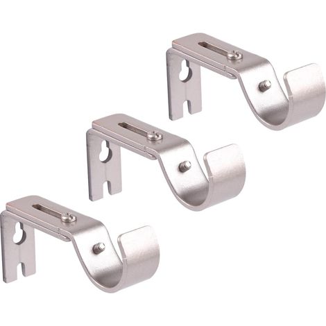 Support de tringle à rideaux réglable, nickel satiné, lot de 3 argenté (1/4)