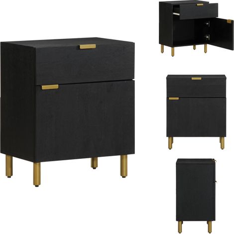 Table de chevet noir 50x33x60 cm bois d'ingénierie - Table De Chevet - Tables De Chevet - Table D'appoint - Table De Nuit (1/5)