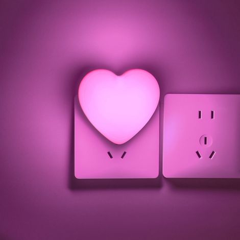 Veilleuse En Forme De Cœur - Veilleuse Led Avec Capteur Crépusculaire - Décoration Chambre Salon - Pour La Saint-Valentin - Rose - 1 Pièce (1/5)