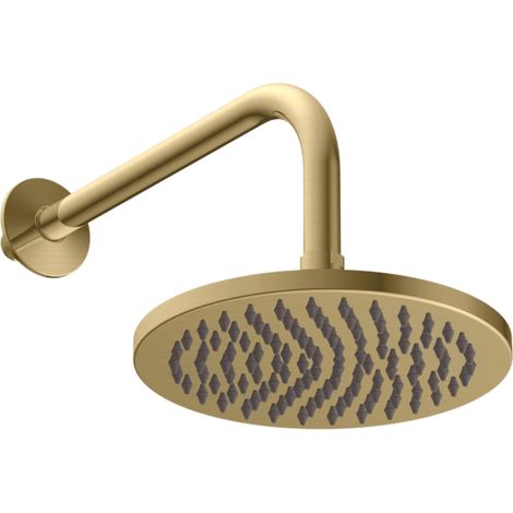 Britton Hoxton Shower Head and Arm 200mm Brushed Brass Wall Mounted Modern Style