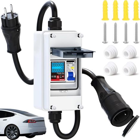 Compteur de courant numérique mobile pour prise 80 A 230 V – Compteur de consommation électrique étanche IP65, compteur électrique extérieur portable avec réinitialisation pour camping-cars et (1/5)