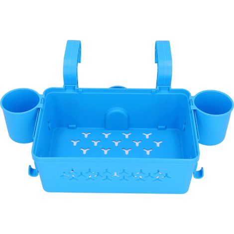 Panier de rangement suspendu pour piscine avec porte-gobelets, bleu -KZQ (1/5)