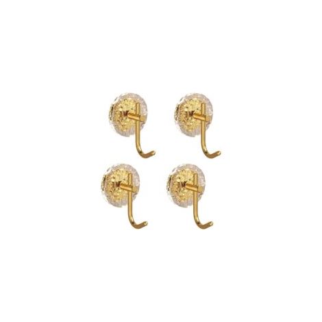 4 Stück goldene Handtuchhaken aus Acryl, selbstklebend, für Wand, Bad, Garderobe, Küche (8,5 cm) - Crezuo