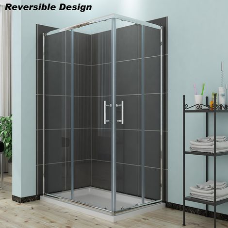 ELEGANT Sliding Corner Entry Shower Enclosure Door with Tray 1200 x 900 mm (1/5)