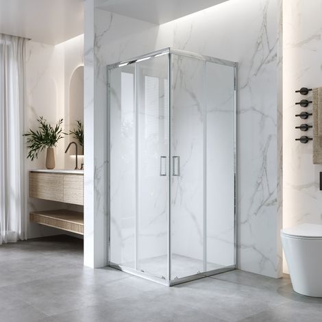 Cabina Doccia Angolare Scorrevole 80x80 Cm H 185 cm vetro Trasparente 6 mm Kiro