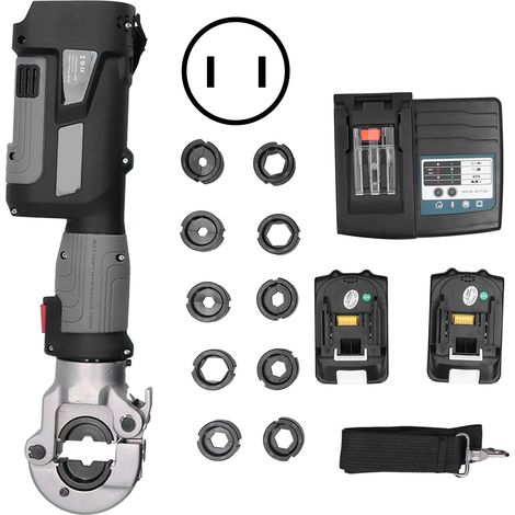 Pince à sertir hydraulique électrique 100-240V AC, kit de sertissage pour câbles et fils, avec fiche américaine, outil professionnel de crimpage (1/5)