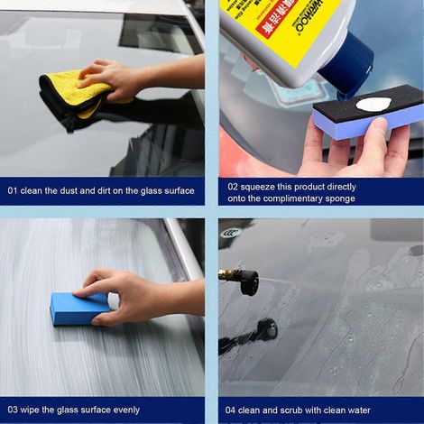 Kit de nettoyage pour vitres de voiture : nettoyant pour eau, huiles, cires et films protecteurs, outil d'entretien des écrans automobiles et accessoires de nettoyage. (1/5)