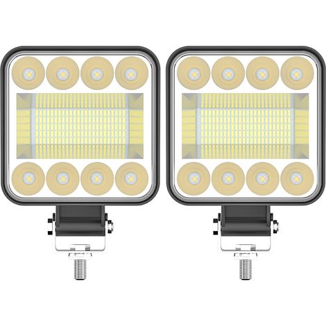2 Pcs Phare de Travail LED 4 Pouces lampe de travail 128W pour offroad Voiture camions SUV 4x4 tracteur,feu antibrouillard