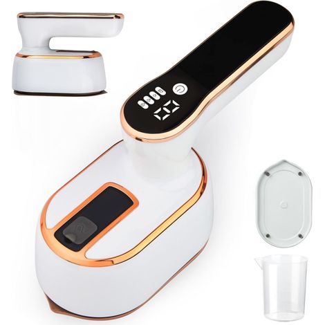 Défroisseur vapeur voyage mini, Fer repasser 2-en-1 sec/humide, Brosse portable 1000W 100ml pliable 180°, 3 niveaux vapeur vêtements, Indispensable maison dortoir voyage d'affaires (1/5)