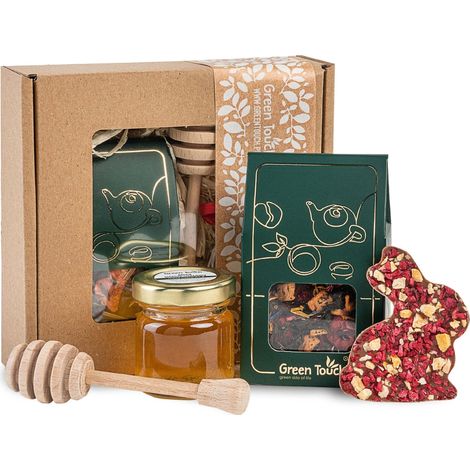 Set de regalo de Pascua, caja de regalo, té, conejito de miel