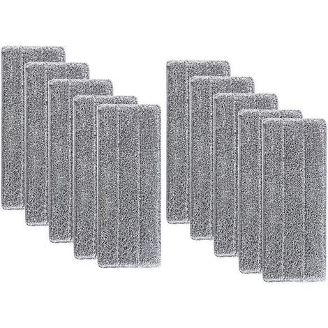 Lot de 10 têtes de balai en microfibre, kit de nettoyage de rechange pour balai à franges, têtes de balai ménagères, compatibles avec les balais à franges plates, chiffon de nettoyage en microfibre (1/4)