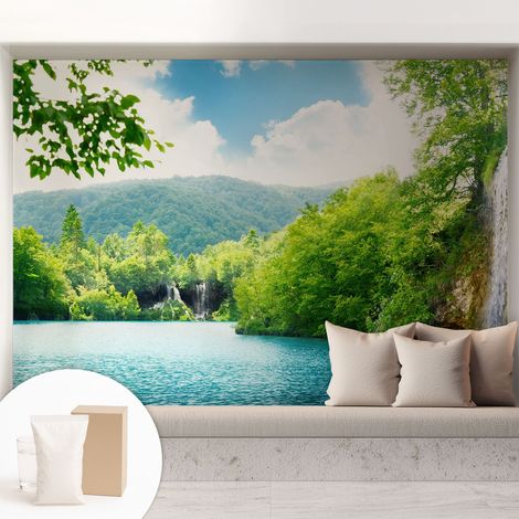 Papier peint intissé mural classique avec imprimé motifs décoratifs design élégant non‑tissé Cascade naturelle 208x146 cm (1/5)