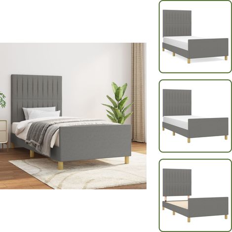 Bettgestell ohne Matratze Dunkelgrau 80x200 cm Stoff - Bettestel - Doppelbett - Boxspringbetten - Lattenrost - Holzrahmen (1/5)
