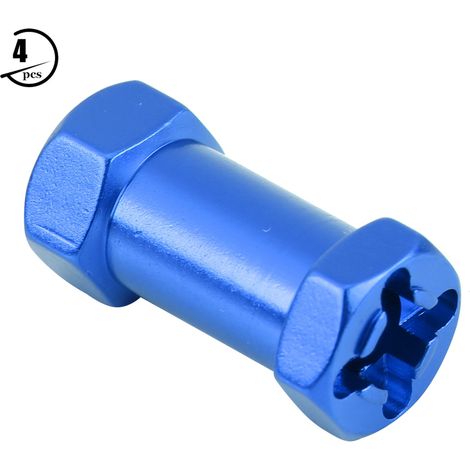 Moyeu de roue hexagonal 12mm en métal 4 pièces pour véhicules RC D90 AX10 SCX10 F350 (Bleu 25mm) (1/5)