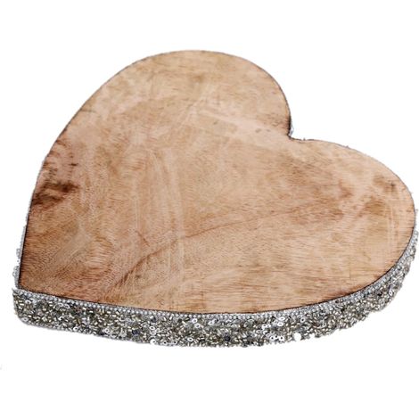 Décoration de Noël cœur en bois à sequin grand modèle NOEL GIVRE