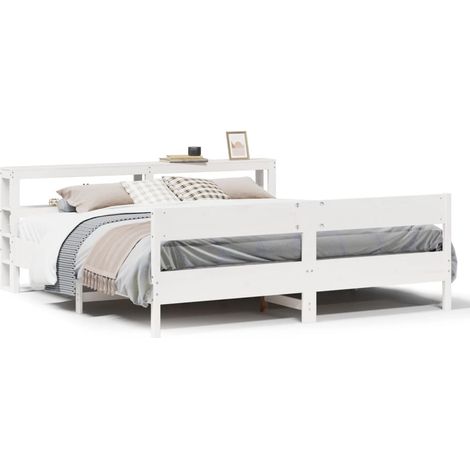 Maison Exclusive - Massivholzbett ohne Matratze Weiß 180x200 cm K (1/5)