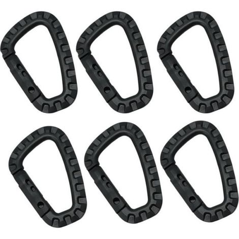 Mousqueton - Plastique - Charge Maximale 45 Kg - Système De Verrouillage De Sécurité - Pour Camping Et Escalade - Lot De 6 (1/4)