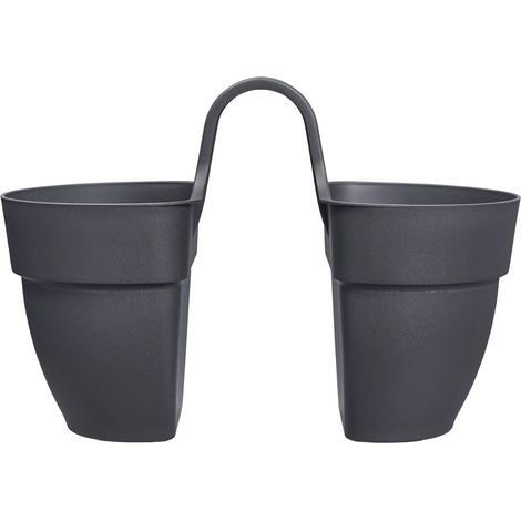 Blumentopf Elho Vibia Campana Twin 38,4 x 20,5 x 26,5 cm Anthrazit (1/5)