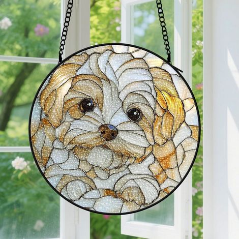 9cm Suspension en Vitrail, Attrape-Soleil Unique Minimaliste Artistique Élégant pour Jardin Fenêtre, Cadeau Femme, Homme (1/5)