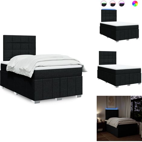 Sommier à lattes de lit avec matelas noir 120x190 cm tissu - Sommier À Lattes De Lit - Sommiers À Lattes De Lit - Lit - Meuble De Chambre À Coucher (1/5)