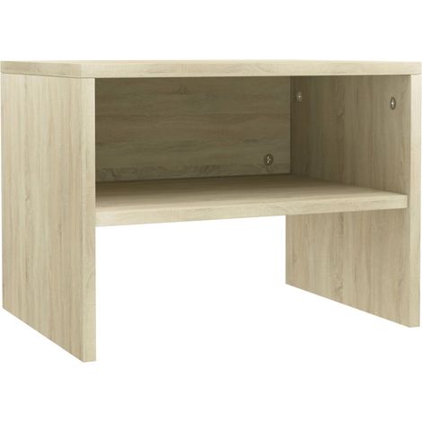 Mesita de noche con estante 40 x 30 x 30 cm madera de ingeniería color roble DEC033817
