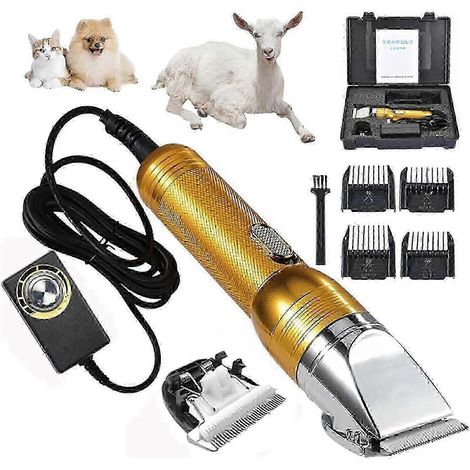 Tondeuse professionnelle pour le toilettage des chiens, ciseaux électriques robustes avec écartement des lames réglable et peigne de guidage pour animaux à poils longs et animaux de ferme (1/5)