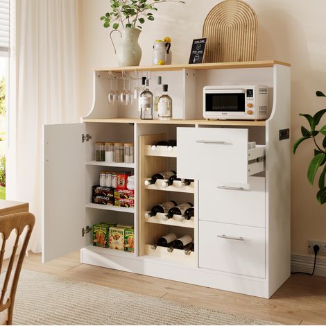 Madia bar con portabicchieri e portabottiglie 120 cm OKMYHOME (1/5)