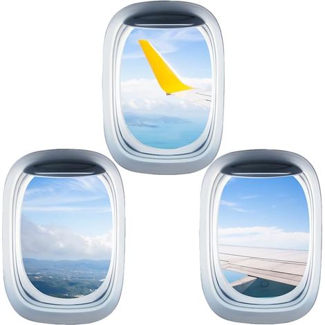 CCYKXA Set mit 3 Bögen abnehmbarer Flugzeugfenster-Wandaufkleber – Material für Zuhause, Büro, Flugzeug-Wanddekoration fürs Schlafzimmer (1/5)