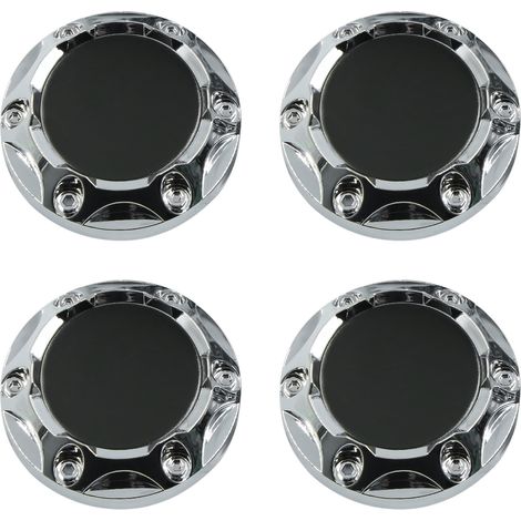 68-mm-Radkappen, silberfarben mit schwarzen Aufklebern, 4er-Set