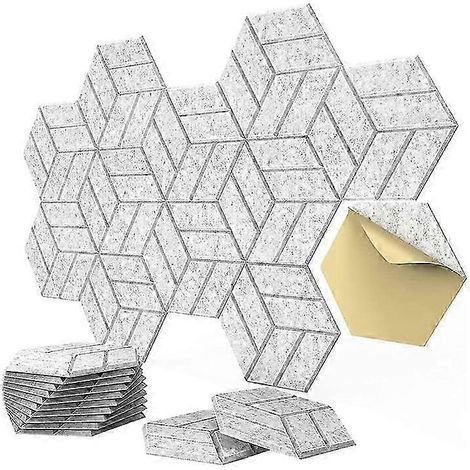 Lot de 12 panneaux acoustiques auto-adhésifs, panneaux hexagonaux en mousse insonorisante pour l'isolation phonique (Wa JP) (1/5)