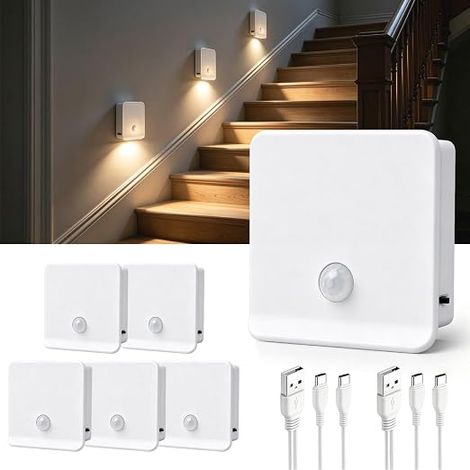 6pcs Rechargeable Motion Sensor LED Night Light (1/5)