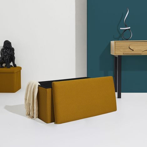 Coffre Banc Pliable - HOME DECO FACTORY - Atome - Pratique - Jaune