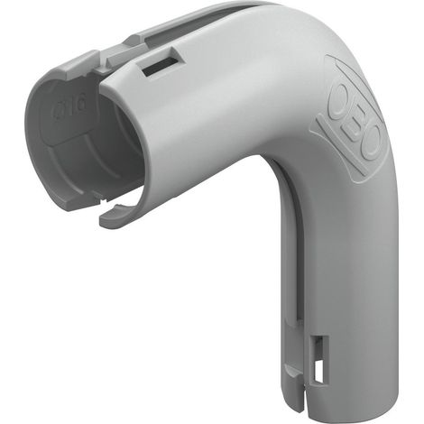 OBO Bettermann Angle Quick-Pipe 90° M16 polypropylène gris clair RAL 7035, 2154052