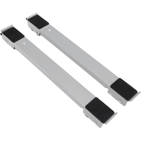 Support universel à roulettes pour électroménager, charge 300kg, base extensible réglable, étagère mobile pour frigo, lave-linge, climatiseur, sèche-linge, lave-vaisselle (paire) argenté roues noires (1/5)