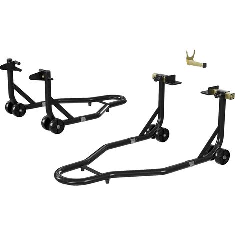 Support de moto, en acier robuste, adaptateurs réglables, noir (1/2)