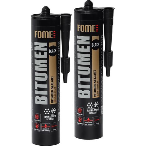 Mastic bitumineux d’étanchéité FOME FLEX Bitumen – collage toiture, scellement joints, extérieur résistant aux intempéries – 300 ml – Lot de 2