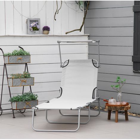 chaise longue jardin pliable mobile metal gris OKMYHOME (1/3)