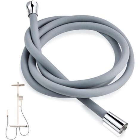 Manguera de ducha de 1,5 m, manguera de ducha de silicona universal de 1/2 pulgada, antitorceduras y fácil de instalar (gris). (1/5)