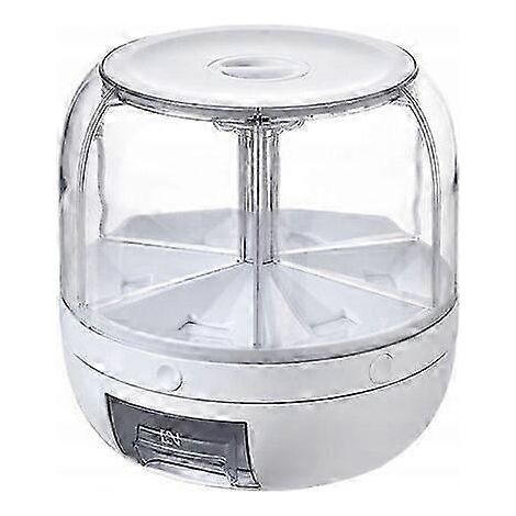 Boîte de rangement de cuisine à six compartiments rotatifs en plastique alimentaire de qualité alimentaire, pot de rangement pour poudre de céréales de 6 L (1/5)
