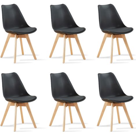 Lot de 6 chaises scandinaves noires - Bjorn