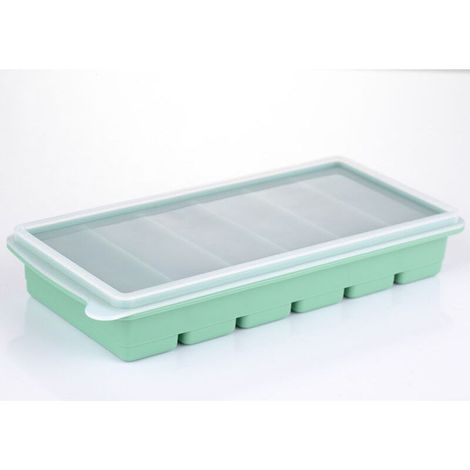 Bandejas de silicona para cubitos de hielo con tapa, molde grande para cubitos de hielo fáciles de extraer, sin BPA, para vino, cócteles y bebidas, verde claro. (1/5)