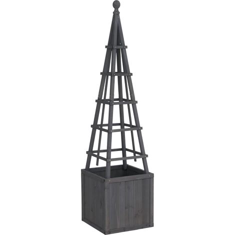 Treillis HWC-Q18, bac à fleurs, jardiniére, support pour plantes en bois certifié MVG 168 x 40 x 40 (1/5)